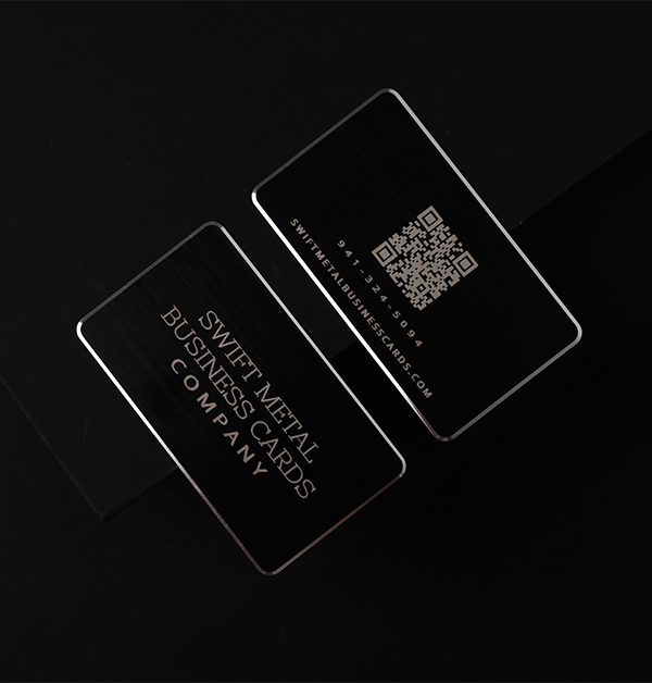 Shiny Black Brushed Metal Business Card